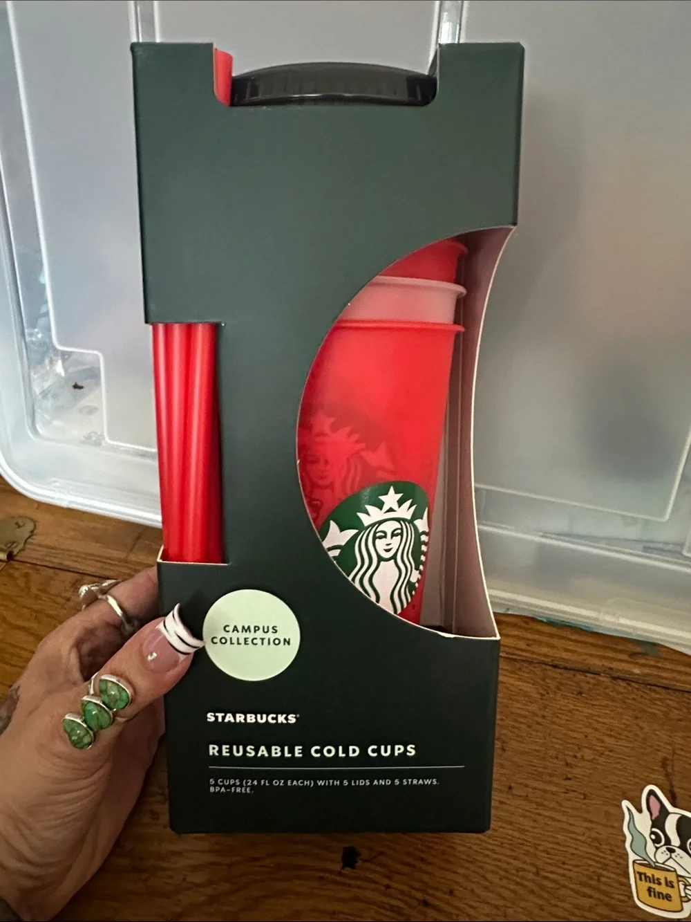 Starbucks Red Reusable Cold Cups with Lids & Straws - Campus Collection